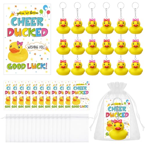 Loetere 36-teiliges Set Cheer Gifts Bulk enthält 36 Gummienten-Schlüsselanhänger, 36 "You've Been Cheer Ducked"-Tags, 36 Organza-Beutel, Cheer Team Duck inspirierendes Geschenk für von Loetere