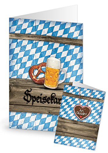 Logbuch-Verlag 10 Menükarten Oktoberfest Menü Speisekarten Bayern bayerisch blau weiß zum Bedrucken & Beschriften DIN A5 von Logbuch-Verlag