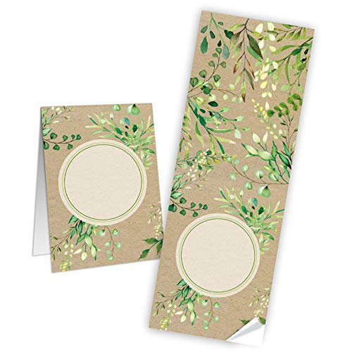 Logbuch-Verlag 10 Geschenkaufkleber natur braun grün Blätter 7,2 x 21 cm beschriftbare Sticker Etiketten f. Geschenke Geschenkverpackung Hochzeit Geburtstag von Logbuch-Verlag