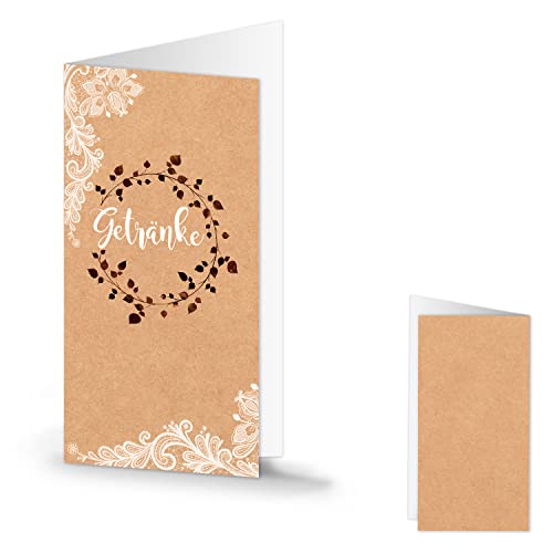 Logbuch-Verlag 10 Getränkekarten in Kraftpapier-Optik Vintage Boho Getränke Karten Barkarten zum Bedrucken Bar Lounge Hochzeit von Logbuch-Verlag