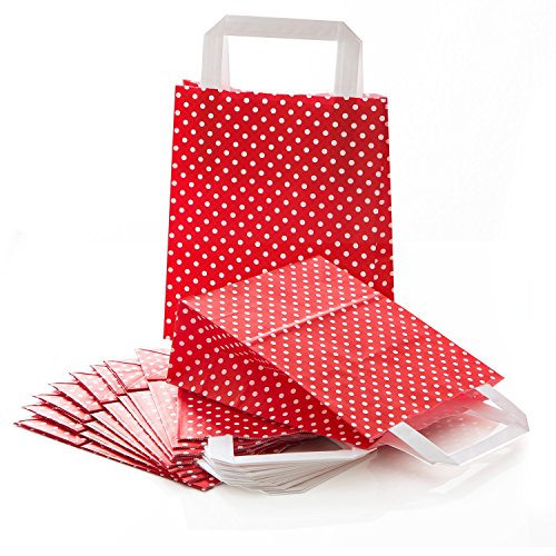 Logbuch-Verlag 10 Papiertüten rot weiß gepunktet Papierbeutel Geschenktüte zum Befüllen Weihnachten Geschenkverpackung 18 x 8 x 22 cm von Logbuch-Verlag