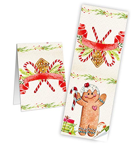 Logbuch-Verlag 10 Weihnachten Aufkleber für Plätzchen Tüten Gebäckbeutel Lebkuchenmann 7 x 21 cm rot weiß grün von Logbuch-Verlag