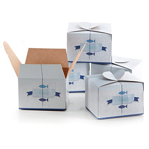 Logbuch-Verlag 10 kleine Schachteln Fische blau weiß Kommunion Gastgeschenk Hochzeit maritim 8 x 6,5 x 5,5 cm mini Boxen Karton von Logbuch-Verlag