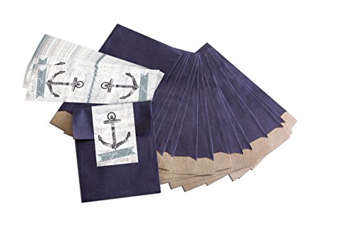 Logbuch-Verlag 10 kleine Tüten Papiertüten give-away Anker maritim Deko Verpackung Geschenk Gastgeschenk Hochzeit Kunde Gast Papierbeutel 9,5 x 14 cm blau von Logbuch-Verlag