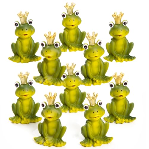 Logbuch-Verlag 10 kleine grüne Frösche Froschkönig 6 cm mit Goldener Krone Mitgebsel Give-Away Kindergeburtstag Märchen von Logbuch-Verlag