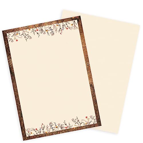 Logbuch-Verlag 100 Blatt Briefpapier Motivpapier floral vintage mit Blumen beige Einladungspapier Kopierpapier zum Bedrucken DIN A4 von Logbuch-Verlag