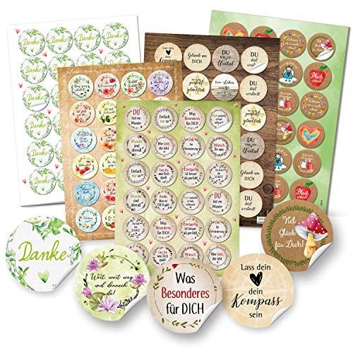 Logbuch-Verlag 120 Aufkleber SET Sprüche Liebe Motivation Danke rund 4 cm Botschaften Geburtstag Sticker Freunde Geschenkaufkleber von Logbuch-Verlag