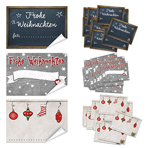 Logbuch-Verlag 150 Namensaufkleber Weihnachten Tombola 3 x 50 Geschenketiketten für Namen 7,4 x 5,2 cm mit Text von Logbuch-Verlag