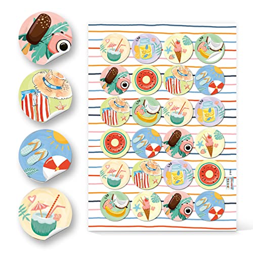 Logbuch-Verlag 24 Sticker sommerlich für Kinder maritim Geschenk Geburtstag Reisen rund 4 cm Urlaub Reisen von Logbuch-Verlag