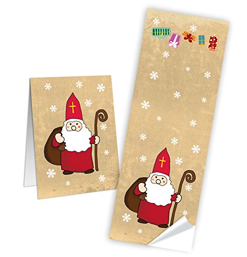 Logbuch-Verlag 25 Aufkleber Heiliger Nikolaus rot gold selbstklebend Weihnachtsmann Sticker 5 x 14,8 cm Nikolausgeschenk Nikolaussäckchen Verzierung von Logbuch-Verlag