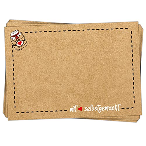 Logbuch-Verlag 25 Etiketten selbstgemacht zum Beschreiben Marmeladen Eingemachtes Saucen Honig Gewürze 7,4 x 5,2 cm Kraftpapier von Logbuch-Verlag