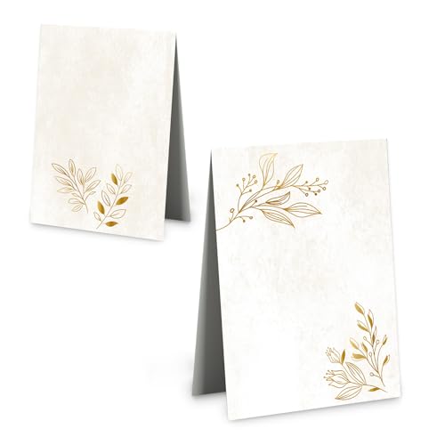 Logbuch-Verlag 25 edle Tischkarten gold beige mit Goldfolie Hochzeit Geburtstag Taufe Namensschilder 8,5 x 5,5 cm von Logbuch-Verlag