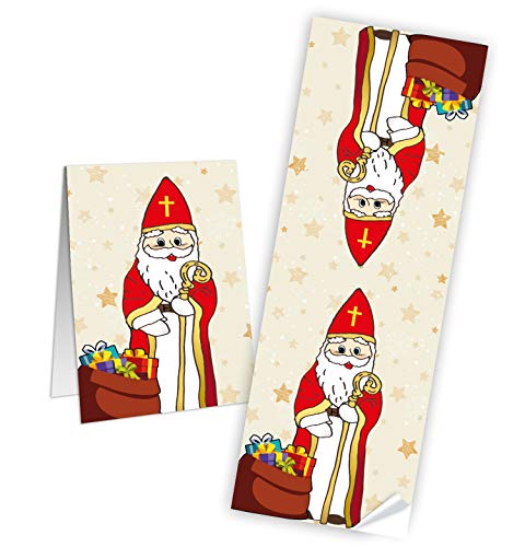 Logbuch-Verlag 25 Heiliger Nikolaus Aufkleber 7 x 21 cm rot Weihnachtsmann Santa Sticker Weihnachtsaufkleber selbstklebend Banderole von Logbuch-Verlag