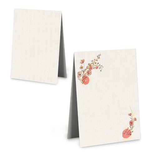 Logbuch-Verlag 25 Tischkarten Hochzeit Geburtstag Taufe beige rosa Blumen Hochformat 5,5 x 8,5 cm Namensschilder Buffetschilder von Logbuch-Verlag