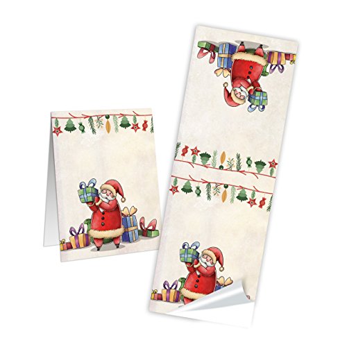 Logbuch-Verlag 25 Weihnachten Deko Aufkleber selbstklebende Sticker lang 5 x 14,8 cm Weihnachtsmann Nikolaus Geschenkaufkleber Banderole für Tüten von Logbuch-Verlag