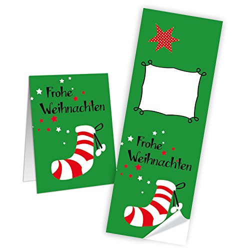 Logbuch-Verlag 25 Weihnachten Deko Aufkleber selbstklebende Sticker lang 5 x 14,8 cm grün rot Geschenkaufkleber Banderole für Tüten von Logbuch-Verlag