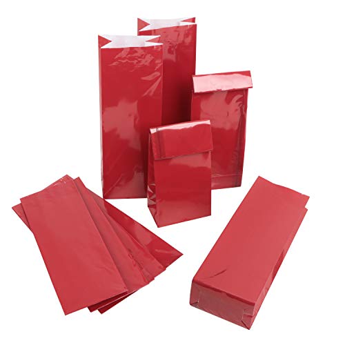 Logbuch-Verlag 25 kleine ROTE Kekstüten Weihnachten Papiertüte Boden + Pergamin-Einlage Teetüte beschichtet 7 x 4 x 20,5 cm Lebensmittel 2-lagig Kekse Plätzchen von Logbuch-Verlag