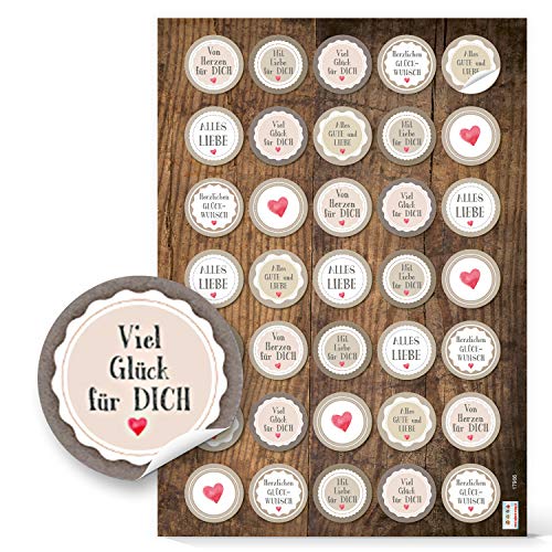 Logbuch-Verlag 35 Liebe Valentinstag Geburtstagsaufkleber Sticker Geburtstag Aufkleber 3,2 cm mit rotem Herz posiitve Sprüche von Logbuch-Verlag