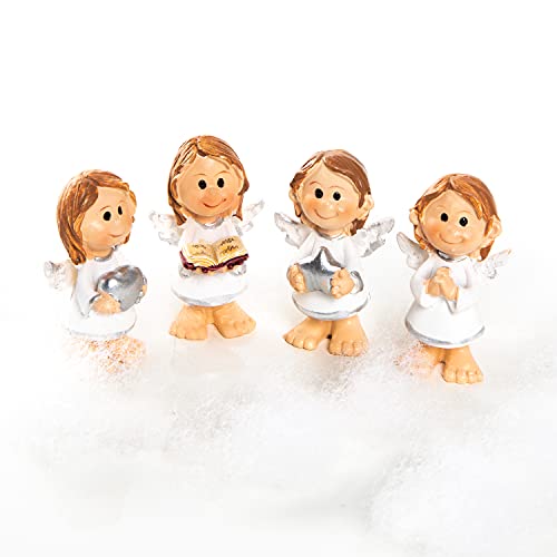 Logbuch-Verlag 4 kleine Engel Set betend Herz Weihnachten Schutzengel Deko 4,5 cm Engelfiguren Mini Geschenk von Logbuch-Verlag