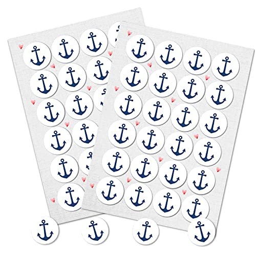 Logbuch-Verlag 48 runde Anker Aufkleber blau weiß maritim Sticker Etiketten Geschenkaufkleber Gastgeschenk give-away Deko Fest Verpackung Mitgebsel von Logbuch-Verlag