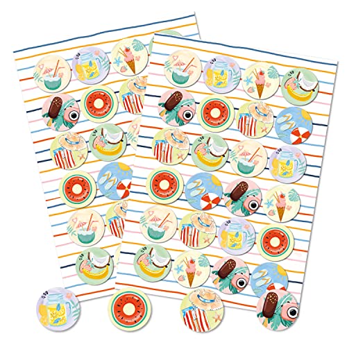 Logbuch-Verlag 48 Sommer Aufkleber Sticker Kinder Reisen Sommer maritim rund 4 cm Strand Urlaub Geburtstag von Logbuch-Verlag