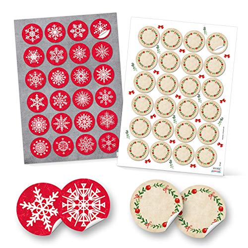 Logbuch-Verlag 48 Weihnachten Aufkleber rot weiß grün rund 4 cm Deko Sticker weihnachtlich zum Aufkleben auf Geschenke von Logbuch-Verlag