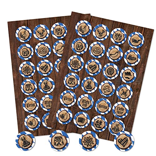 Logbuch-Verlag 48 runde Aufkleber Bayern blau weiß kariert bayerische Deko Oktoberfest Deko Sticker Geschenkaufkleber Souvenir 4 cm rund von Logbuch-Verlag