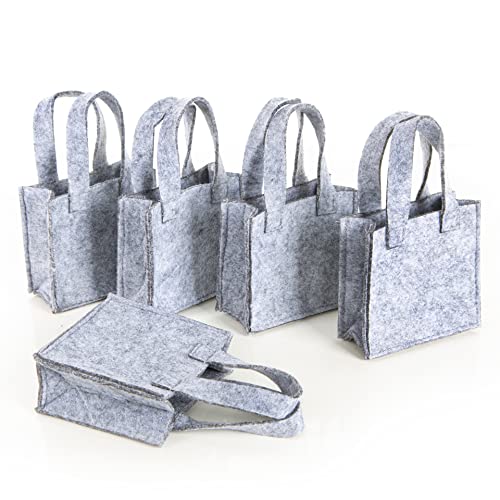 Logbuch-Verlag 5 kleine Filztaschen grau hellgrau 10 x 10 cm Geschenktasche aus Filz Gastgeschenk Verpackung Hochzeit Ostern von Logbuch-Verlag