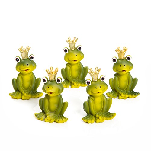 Logbuch-Verlag 5 kleine grüne Frösche Froschkönig Figuren Glücksbringer goldene Krone Geschenk Silvester 6 cm von Logbuch-Verlag