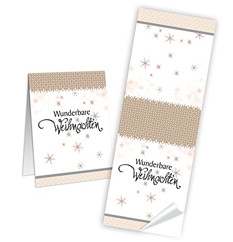 Logbuch-Verlag 50 Aufkleber "Wunderbare Weihnachten" Sticker Banderole weiß beige Deko Verpackung Klebestreifen selbstklebend Etikett 5 x 14,8 cm von Logbuch-Verlag