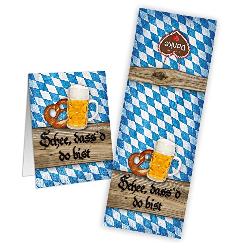 Logbuch-Verlag 50 bayerische Aufkleber Schön, dass du da bist Dialekt Sticker Banderole blau weiß Bier Breze Oktoberfest Bayern Deko Etiketten 5 x 14,8 cm von Logbuch-Verlag