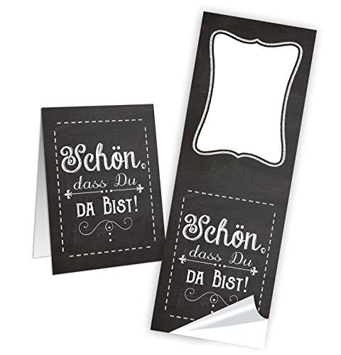 Logbuch-Verlag 50 Schön dass du da bist Namensaufkleber schwarz weiß Aufkleber Banderole Sticker Etikett give-away Fest Geburtstag Hochzeit 5 x 14,8 cm von Logbuch-Verlag