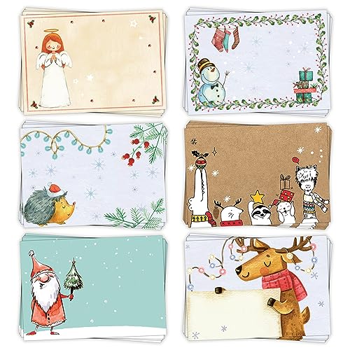 Logbuch-Verlag 6 x 10 bunte Weihnachtsetiketten für Kinder Weihnachtsaufkleber zum Beschriften Tiere Engel Nikolaus Aufkleber 7,4 x 5,2 cm von Logbuch-Verlag