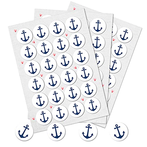 Logbuch-Verlag 72 runde Anker Aufkleber blau weiß navy maritim Sticker Etiketten nautisch rund 4 cm Geschenkaufkleber Verpackung von Logbuch-Verlag