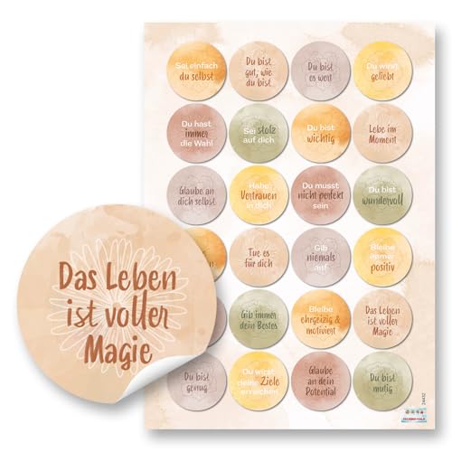 Logbuch-Verlag 96 Geschenkaufkleber Sprüche positives Mindset Liebe Freundschaft Sticker selbstklebend Spruchaufkleber 4 cm von Logbuch-Verlag