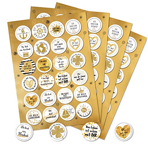 Logbuch-Verlag 96 Geschenkaufkleber gold weiß schwarz Geburtstag positive Aufkleber Sprüche Sticker Liebe Freundschaft von Logbuch-Verlag