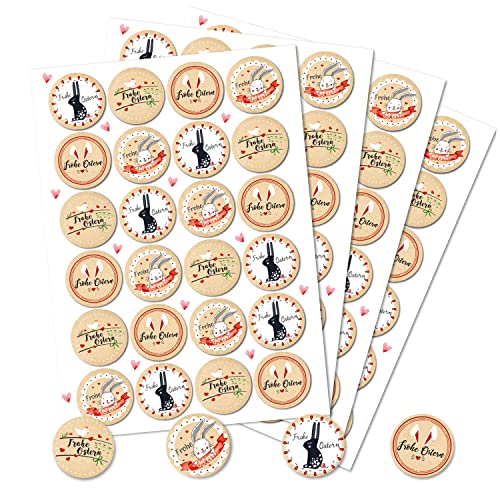 Logbuch-Verlag 96 Osteraufkleber Ostersticker Frohe Ostern Osterhase Deko Sticker Aufkleber rund 4 cm mit Ostergrüßen von Logbuch-Verlag