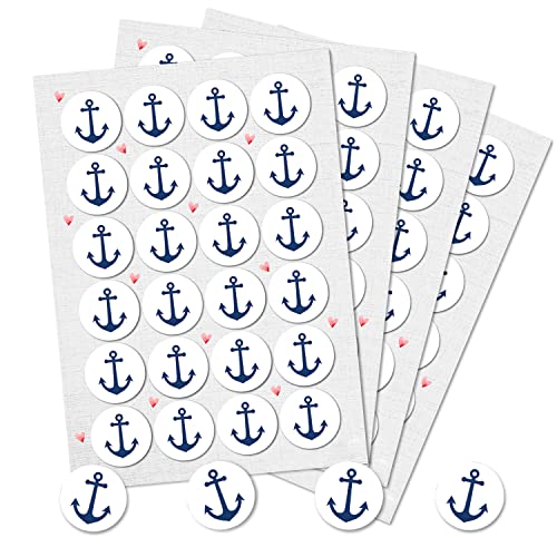 Logbuch-Verlag 96 Runde Anker Aufkleber blau weiß maritim Sticker Etiketten Geschenkaufkleber Gastgeschenk give-away Deko Fest Verpackung Mitgebsel von Logbuch-Verlag