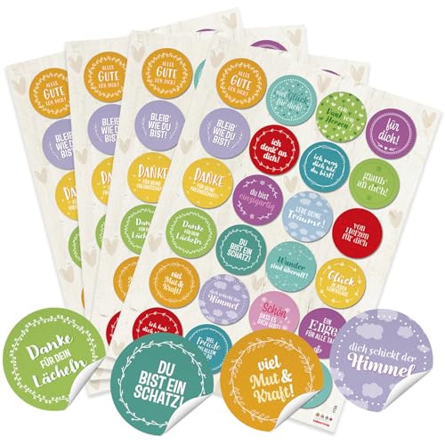 Logbuch-Verlag 96 SPRÜCHE Aufkleber bunt Motivation Statement Zitat Geschenkaufkleber Deko rund Geschenkaufkleber Liebe Herzmensch 4 cm BUNT Sticker von Logbuch-Verlag