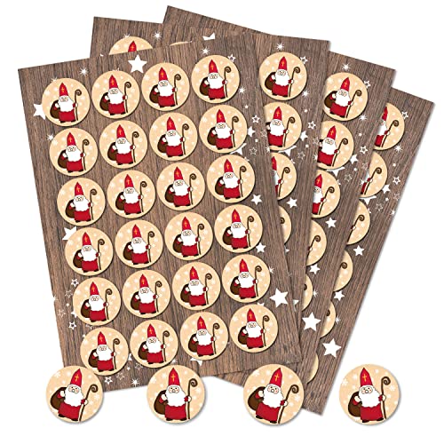 Logbuch-Verlag 96 kleine Nikolaus Santa Sticker rund Weihnachten Aufkleber rund 4 cm rot weiß von Logbuch-Verlag