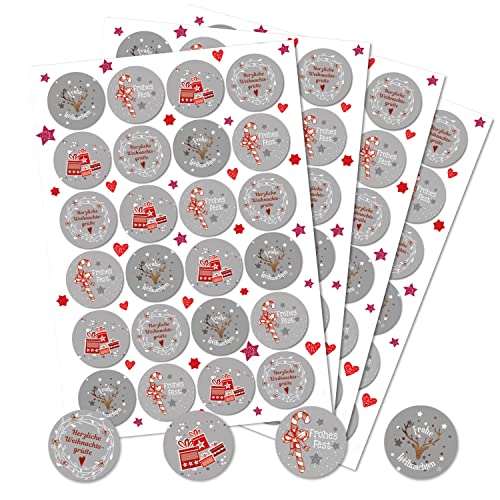 Logbuch-Verlag 96 runde Weihnachtsaufkleber Geschenk Aufkleber für Weihnachten mit Text 4 cm von Logbuch-Verlag