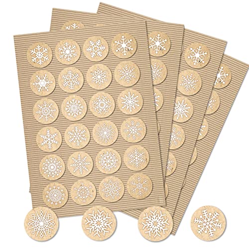 Logbuch-Verlag 96 weihnachtliche neutrale Sticker Geschenk Etiketten weiß naturfarben beige 4 cm von Logbuch-Verlag