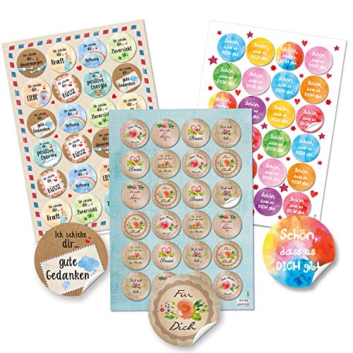 Logbuch-Verlag Kleine Aufkleber Set Sprüche Sticker Schön dass es dich gibt Liebe Motivation Kraft positive Worte Weihnachten Ø 4 cm von Logbuch-Verlag