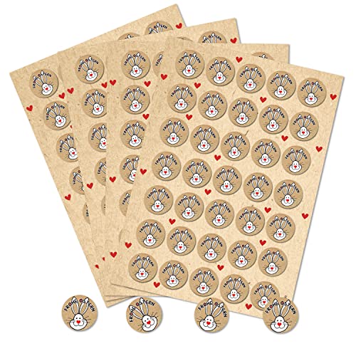 Logbuch-Verlag Frohe Ostern 140 runde Aufkleber Osterhase Frohe Ostern Deko Herz rot beige natur 3,2 cm Sticker von Logbuch-Verlag