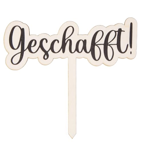 Logbuch-Verlag Geschafft Cake Topper Prüfung bestanden Schulabschluss Abitur Tortendeko Holzstecker 15 x 21 cm von Logbuch-Verlag