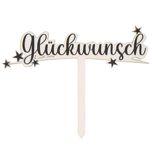 Logbuch-Verlag Glückwunsch Cake Topper für Hochzeit Schulabschluss Abitur Geburtstag Tortendeko Holzstecker 21 x 15 cm von Logbuch-Verlag