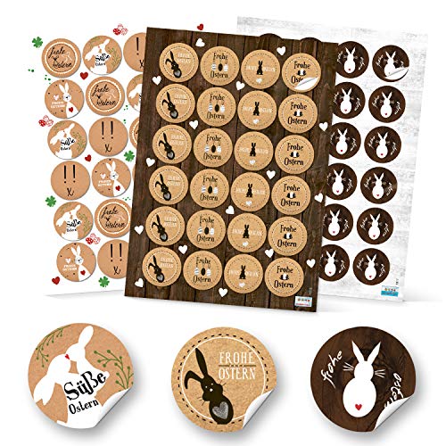 Logbuch-Verlag SET Osteraufkleber Verpackung Frohe Ostern Deko Sticker Osteretiketten Osterdeko 72 Stück rund 4 cm von Logbuch-Verlag