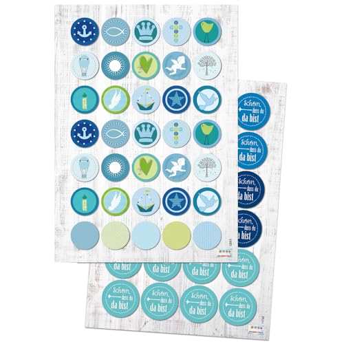 Logbuch-Verlag Sticker Blauue Schön dass du da bist Aufkleber + 70 maritime Geschenkaufkleber Engel maritim Kommunion Kinder Kreuze 4 + 3 cm von Logbuch-Verlag