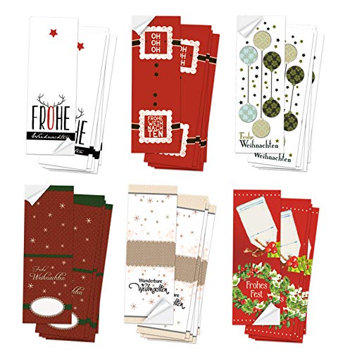 Logbuch-Verlag Weihnachtsetiketten SET - 6 x 10 Weihnachtsdeko Aufkleber 5 x 14,8 cm FROHE WEIHNACHTEN rot weiß - Geschenkaufkleber weihnachtlich von Logbuch-Verlag