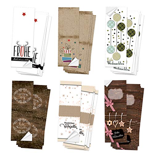 Logbuch-Verlag Weihnachtssticker SET - 60 Weihnachtsetiketten braun weiß beige 5 x 14,8 cm - Aufkleber für Weihnachtspäckchen & Weihnachtspost von Logbuch-Verlag